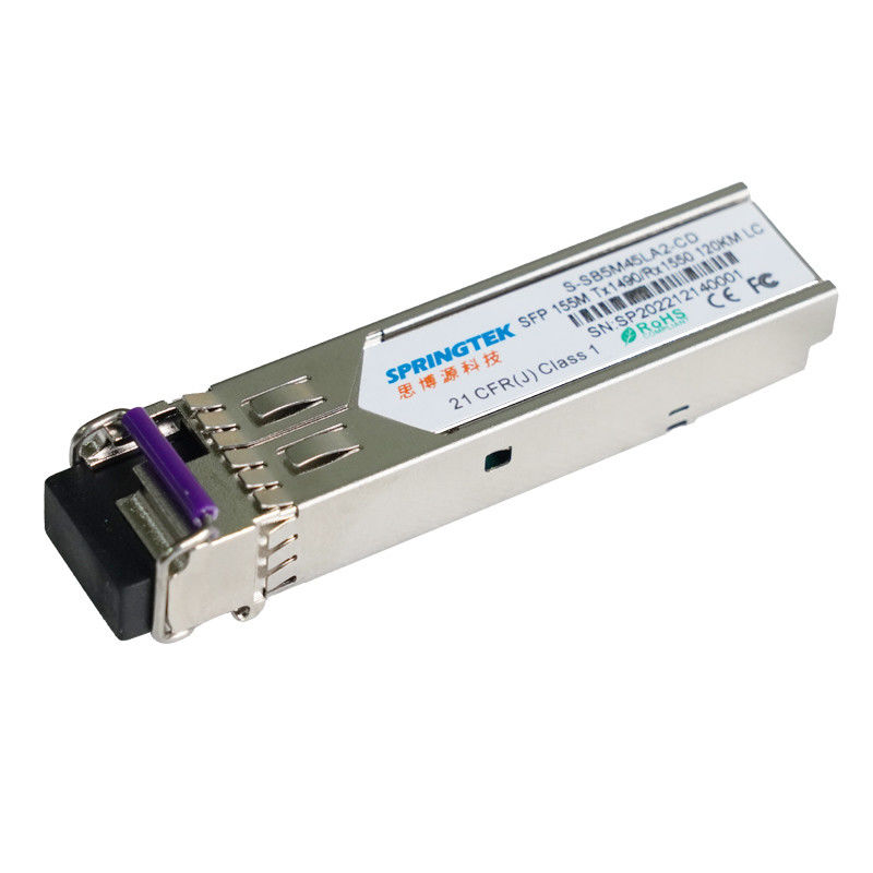 El laser el 155M Single Mode Bidi SFP el 120km de Springtek Tx1490nm Rx1550nm DFB se extiende ultra de largo LC el 155M SFP