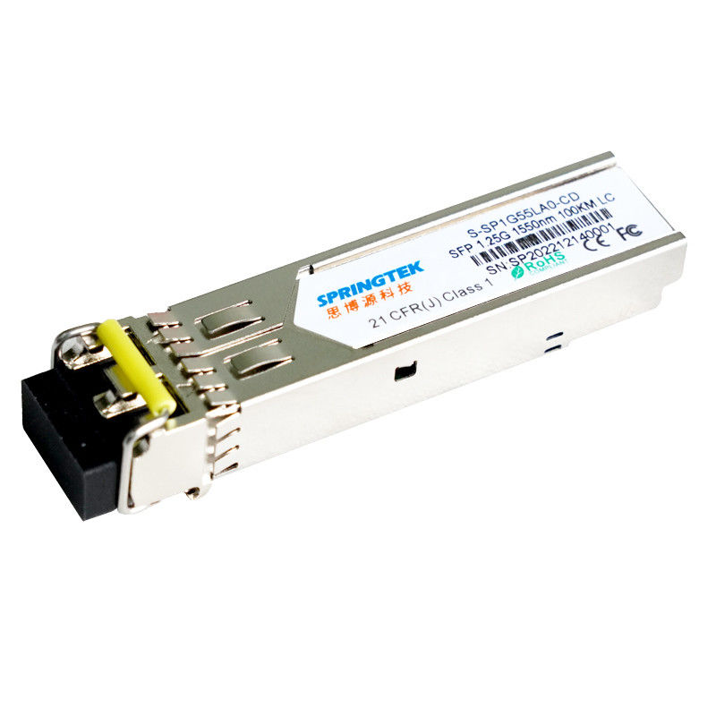 Transmisores-receptores compatibles de la fibra de Cisco el 100km del módulo óptico a dos caras de Springtek S-SP1G55LA0-CD 1.25G 1550nm LC