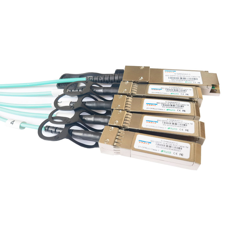 40g Qsfp+ al desbloqueo de 4x10g Sfp+ AOC telegrafía el cable óptico activo del transmisor-receptor 850nm Sfp AOC de la fibra de los 7m Ddm Om3