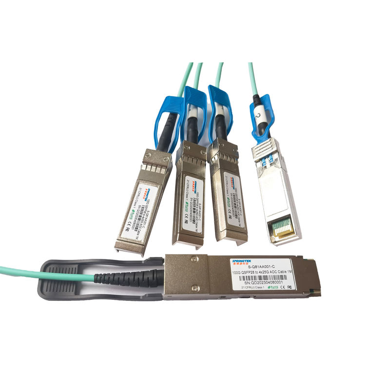 el 1m (los 3ft) S-Q81AA001-C el 1M Compatible 100G QSFP28 al cable óptico activo del desbloqueo de 4x25G SFP28