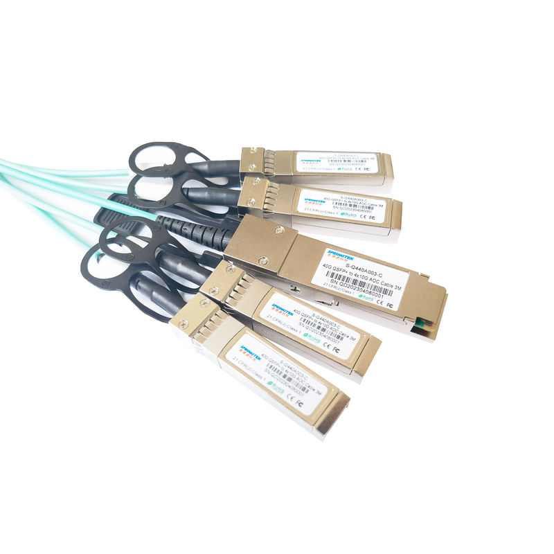 3M 40G QSFP+ al cable óptico activo MMF de 4X10g SFP+ AOC para Ethernet y el canal de la fibra