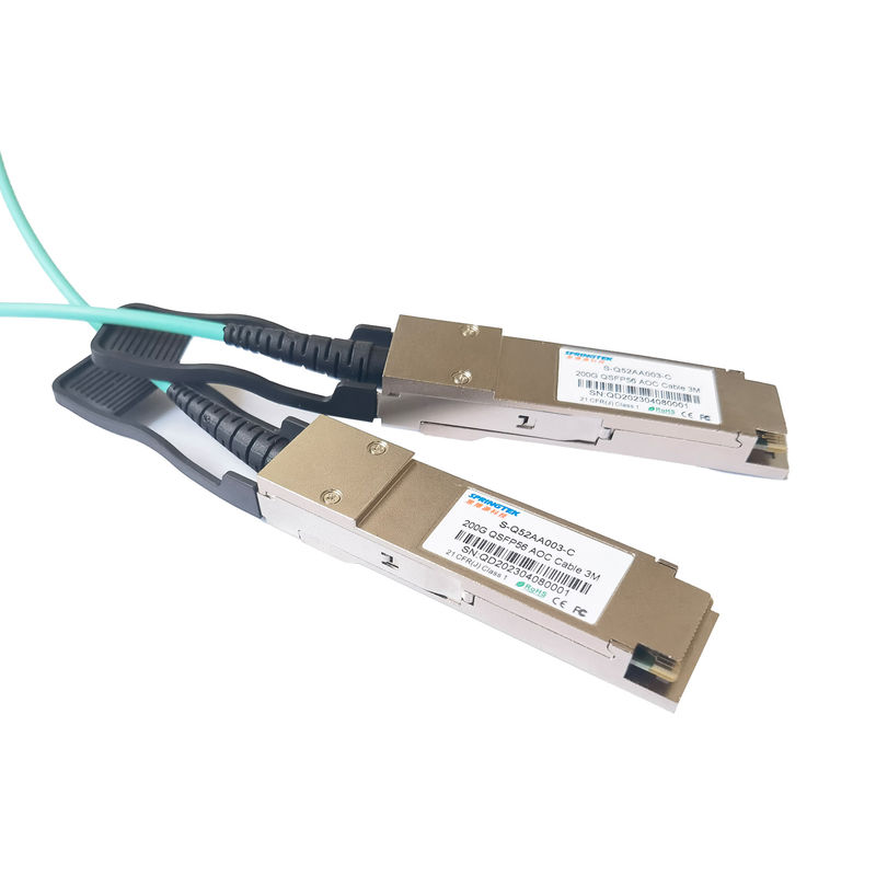 200G QSFP56 al uso óptico óptico activo del cordón de remiendo de la fibra de AOC OM3 del cable QSFP56 para el equipo de Data Center