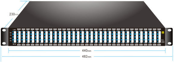 75GHz 64CH 1528.68nm-1566.42nm DWDM MUX DEMUX con el estante del puerto LC/UPC 1U del monitor